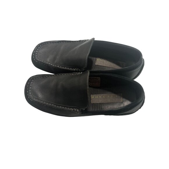 Black Kenneth Cole Reaction Leather Slip-On Loafers For Men - Picture 3 of 8